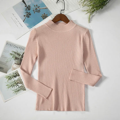 Women Turtleneck Sweater Knitted Soft Pullovers cashmere Jumpers Basic