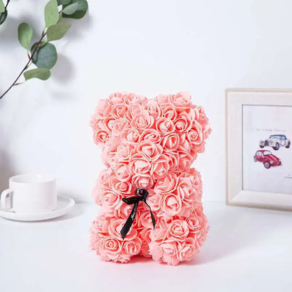 Rose bear teddy bear, 25cm flower bear teddy bear, Valentine's Day