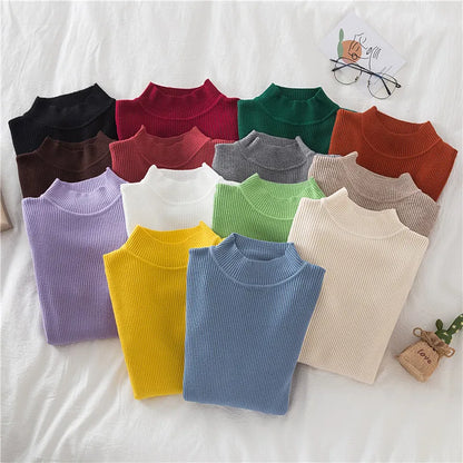 Women Turtleneck Sweater Knitted Soft Pullovers cashmere Jumpers Basic