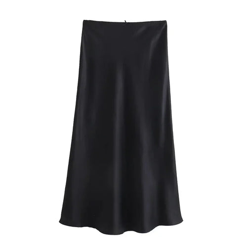 ASDS Black Satin Skirt Woman Bow Elegant Long Skirts For Women 2024