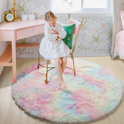 Super Soft Plush Round Rug Mat Fluffy White Carpets For Living Room