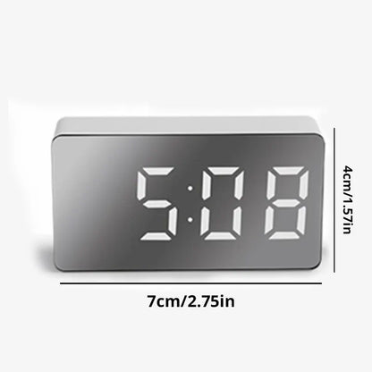 Portable Silent Mirror Clock Bedroom Electronic Digital Alarm Clock