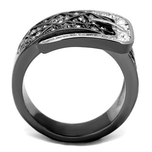 TK2769 - Two-Tone IP Black Stainless Steel Ring with Top Grade Crystal