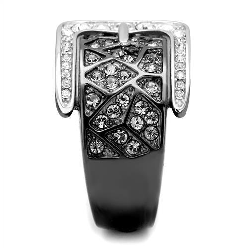 TK2769 - Two-Tone IP Black Stainless Steel Ring with Top Grade Crystal