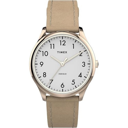 Timex TW2T72400 Women's Modern Easy Reader   32mm Beige Leather Strap