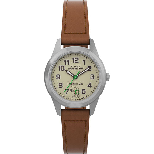 Timex TW4B25100 Women 26mm Mini Peanuts X Leather Band Watch