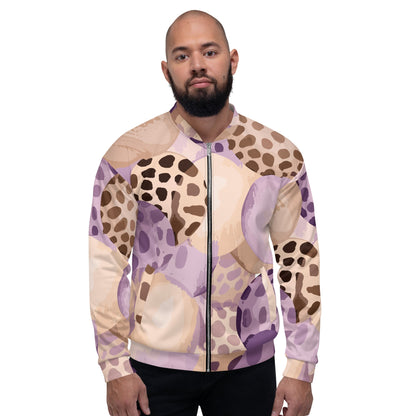 Mens Bomber Jacket - Purple Lavender Spotted Print