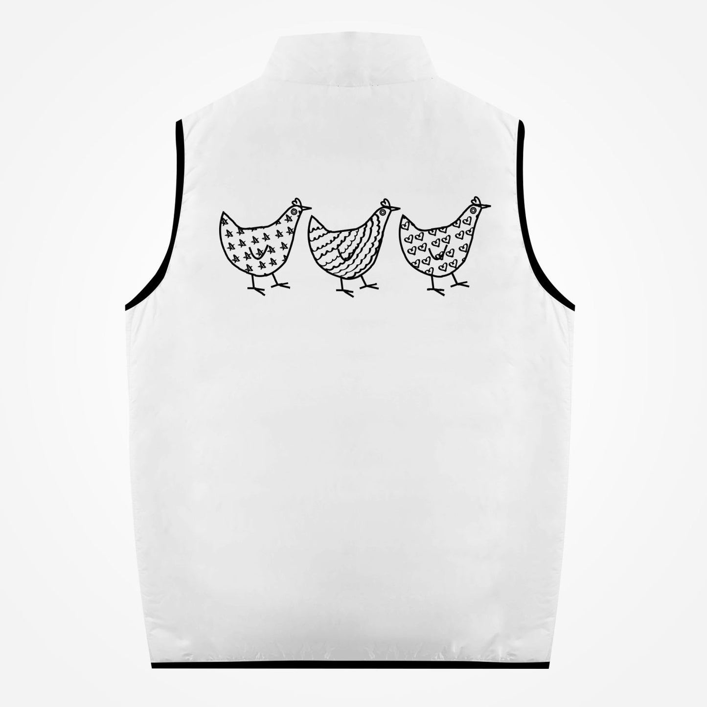 Jacki Easlick Three Crazy Chickens Cotton-pad Zipper-up Vest