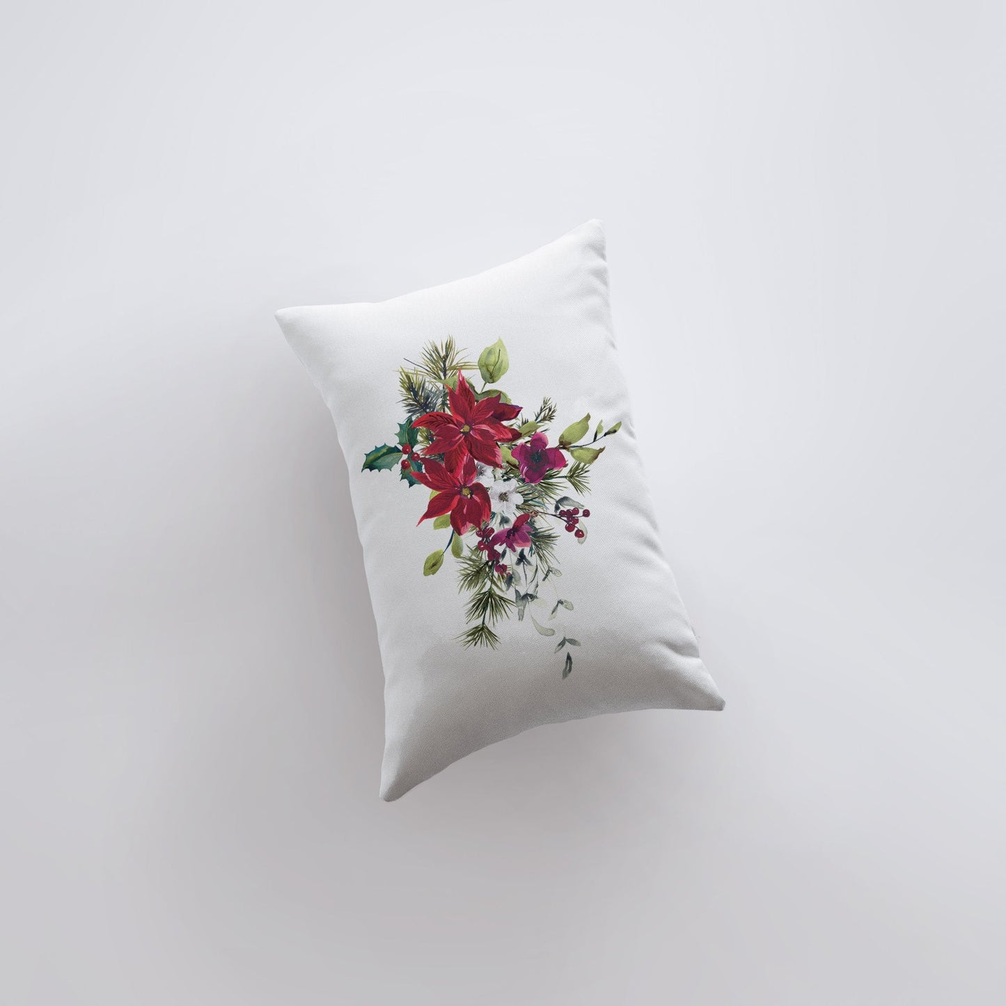 Christmas Poinsettia Throw Pillow Cover| Christmas Pillowcase | 18x12