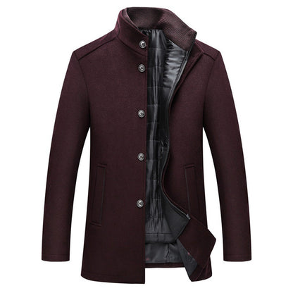 Winter Men Wool Jacket Slim Fit Thick Warm Coat