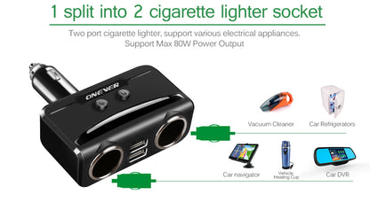 Cigarette Lighter Socket 3.1A Dual USB Car Charger