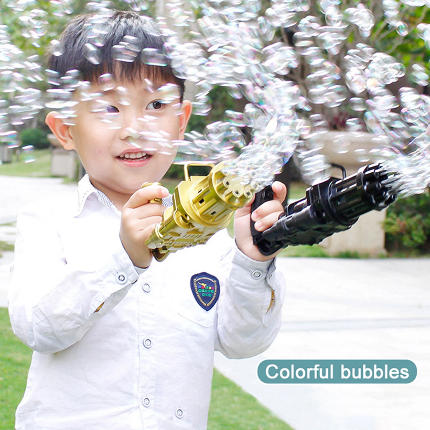 Summer Soap Water Bubble Machine Gatling Bubble Gun Toys