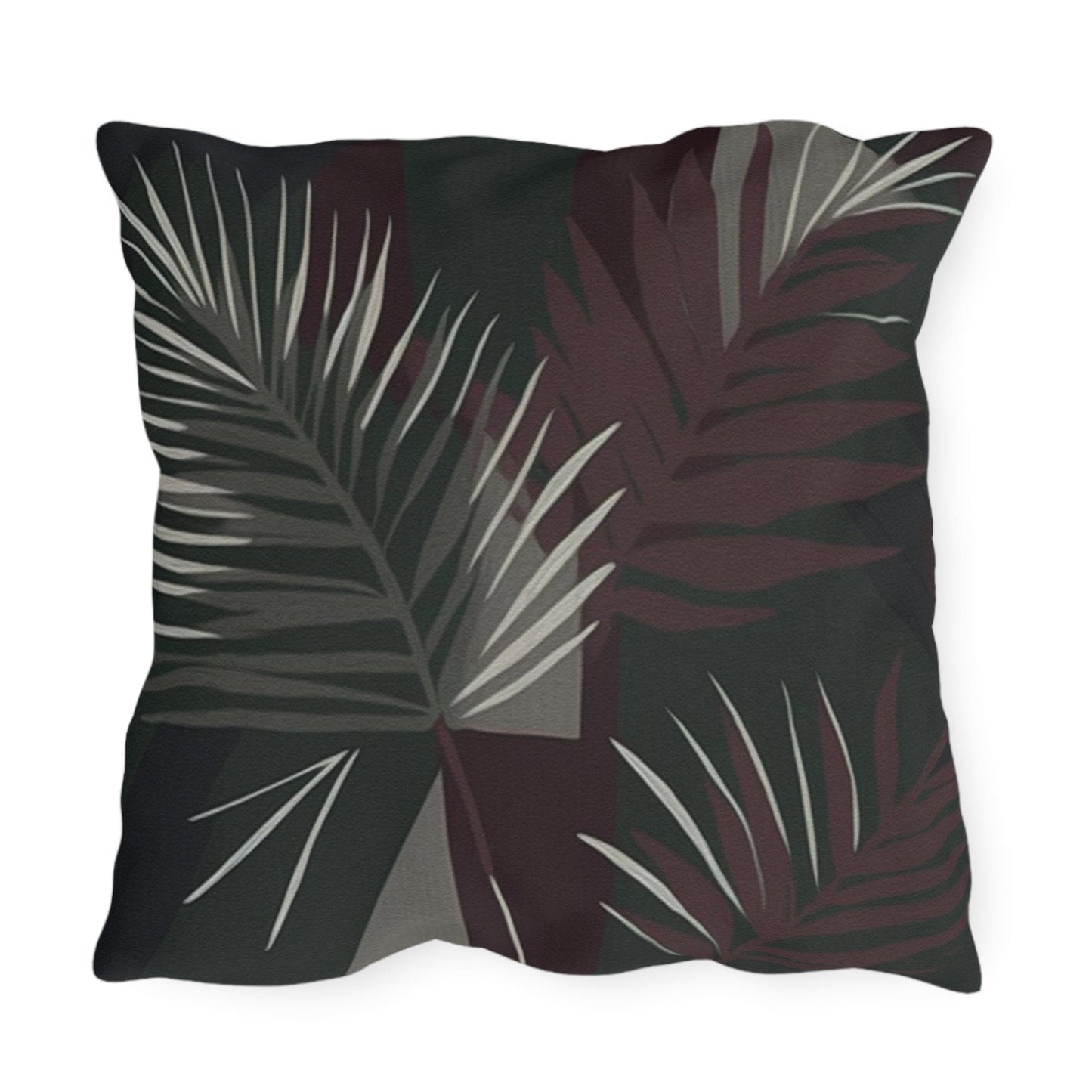 Decorative Indoor/outdoor Pillow - Palm Tree Leaves Maroon Green