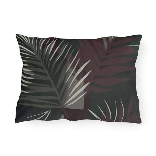 Decorative Indoor/outdoor Pillow - Palm Tree Leaves Maroon Green