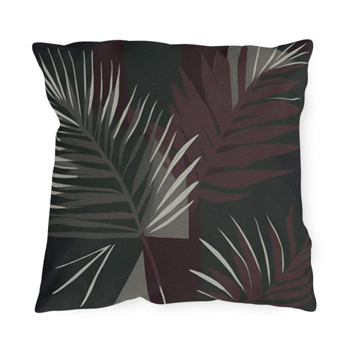 Decorative Indoor/outdoor Pillow - Palm Tree Leaves Maroon Green