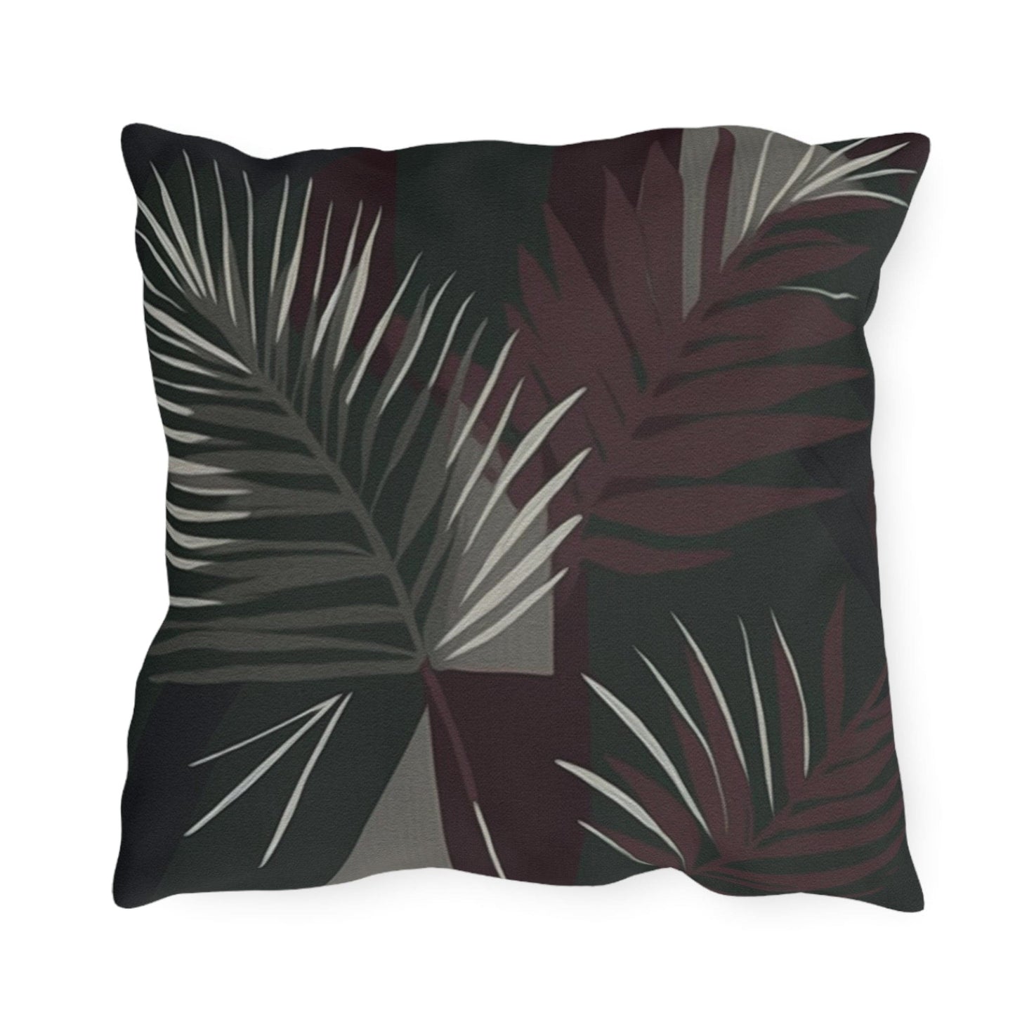 Decorative Indoor/outdoor Pillow - Palm Tree Leaves Maroon Green