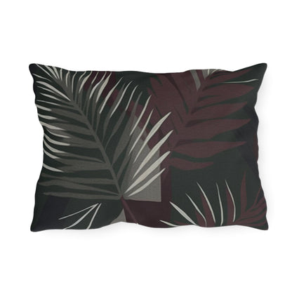 Decorative Indoor/outdoor Pillow - Palm Tree Leaves Maroon Green