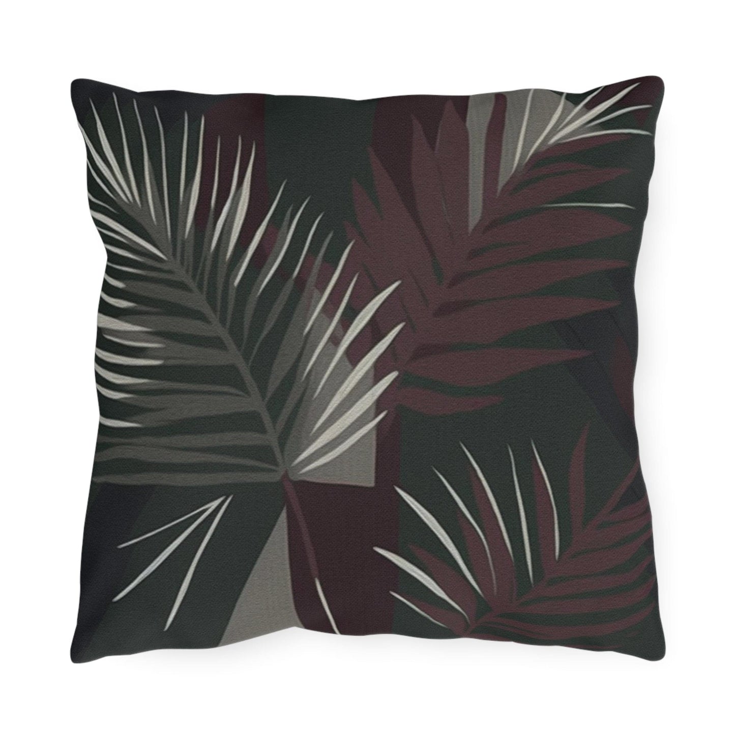 Decorative Indoor/outdoor Pillow - Palm Tree Leaves Maroon Green