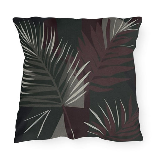 Decorative Indoor/outdoor Pillow - Palm Tree Leaves Maroon Green