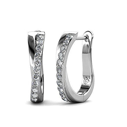 White Gold Plated Hoop Earrings For Women Twisted Silver Hoops Earring