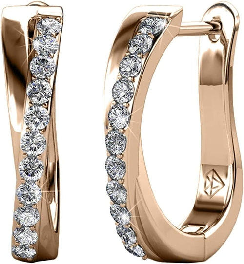 White Gold Plated Hoop Earrings For Women Twisted Silver Hoops Earring