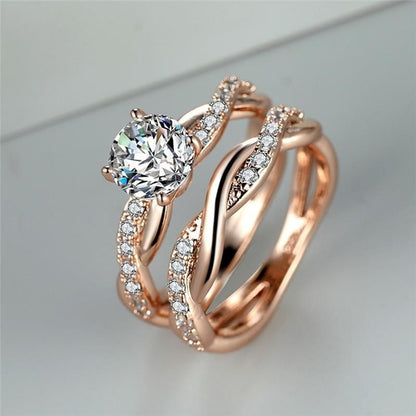 Size 5-13 Elegant Promise Ring Full Of Shiny Zircon 18K Gold Plated