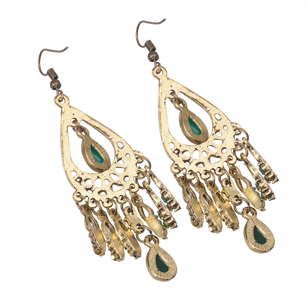 Ladies' Vintage Diamond-Encrusted Drop Fringe Earrings