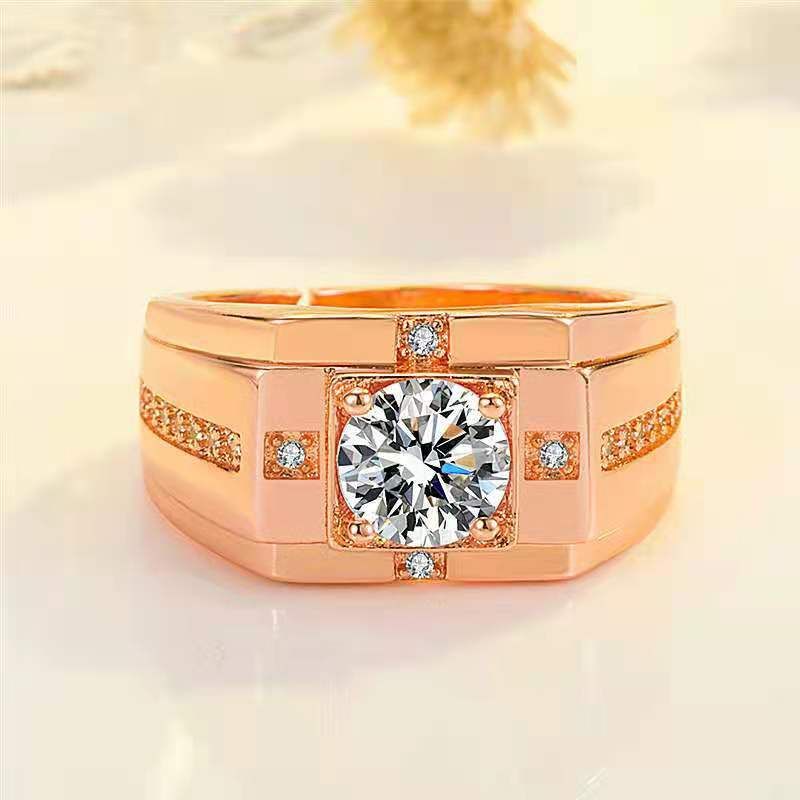 Moissanite Gold Plated Domineering Wedding Ring