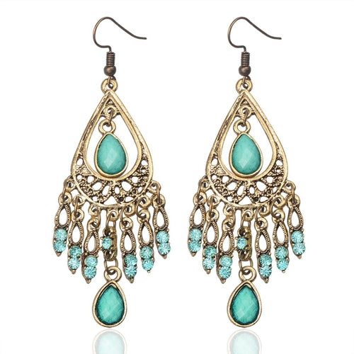 Ladies' Vintage Diamond-Encrusted Drop Fringe Earrings