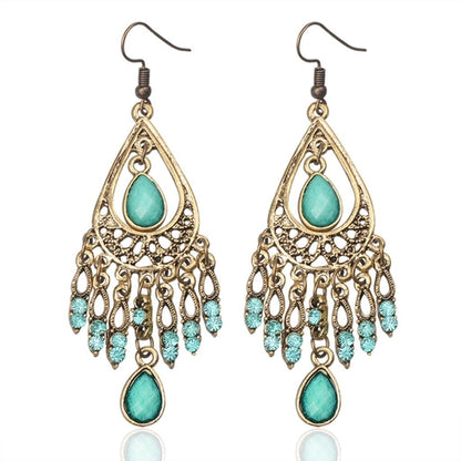 Ladies' Vintage Diamond-Encrusted Drop Fringe Earrings