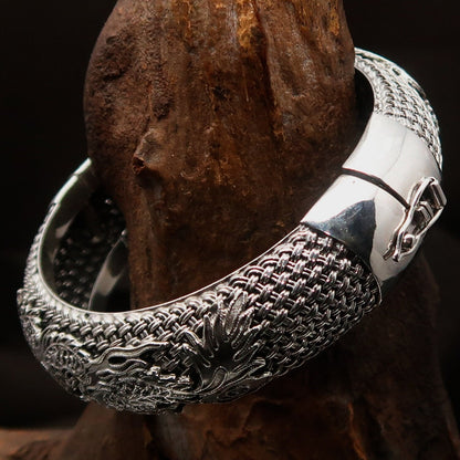 Dragon Bracelet, Dragon Bangle, handcrafted Bracelet, Sterling Silver