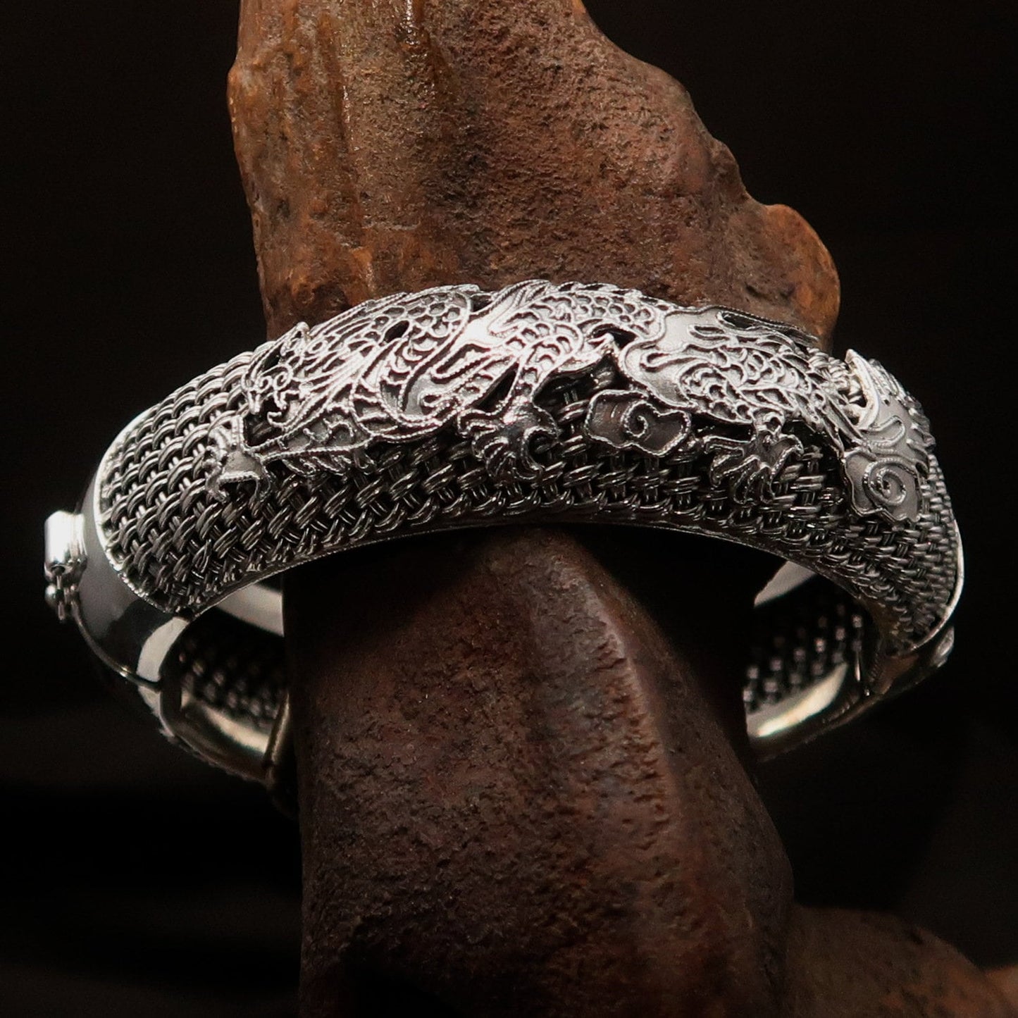 Dragon Bracelet, Dragon Bangle, handcrafted Bracelet, Sterling Silver