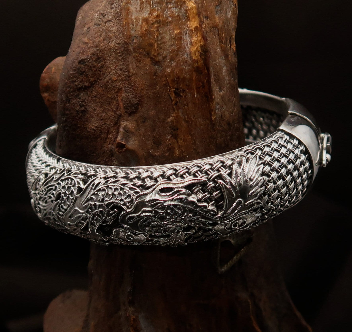 Dragon Bracelet, Dragon Bangle, handcrafted Bracelet, Sterling Silver