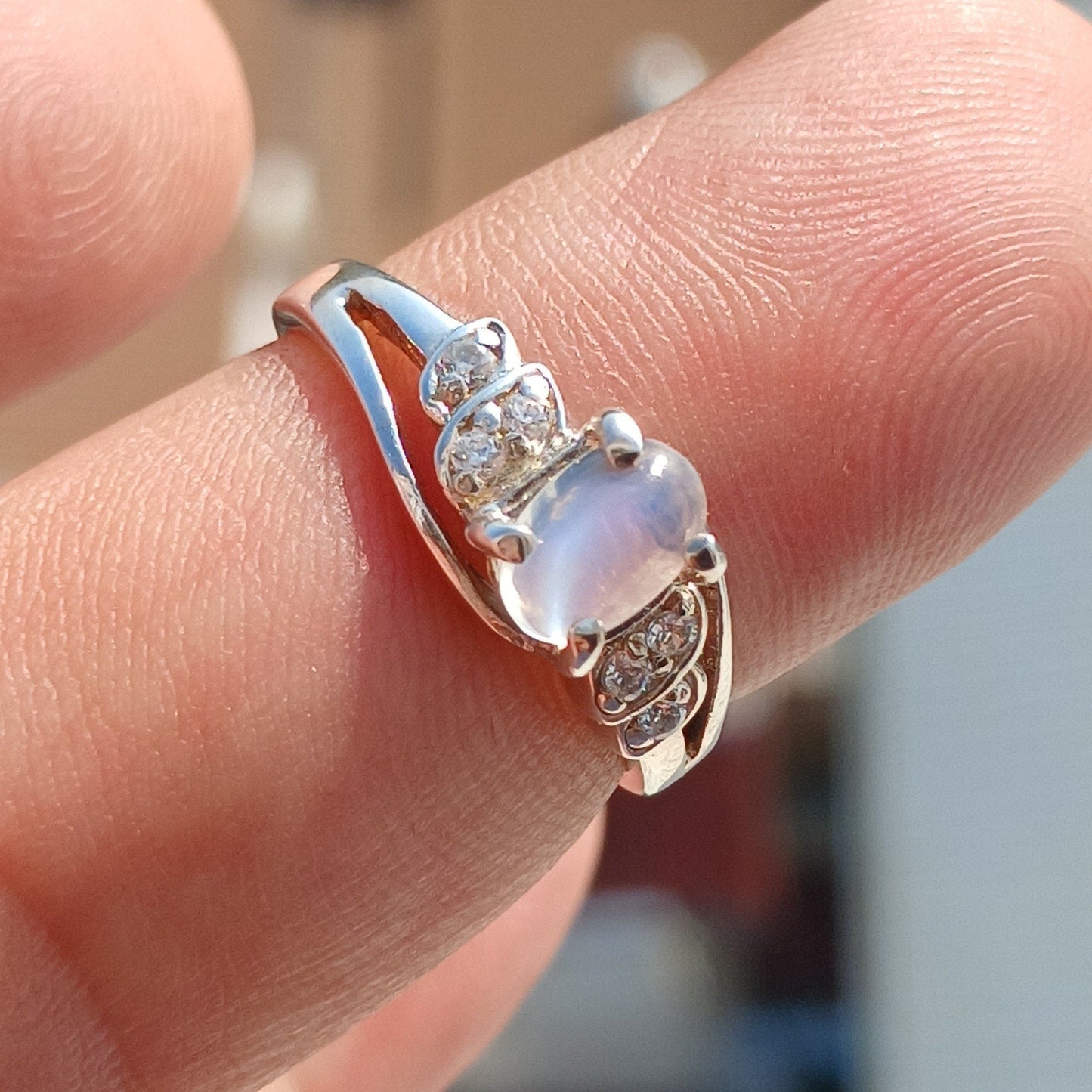 Moonstone Ring, Moonstone Silver Ring, Gemstone Sterling Silver