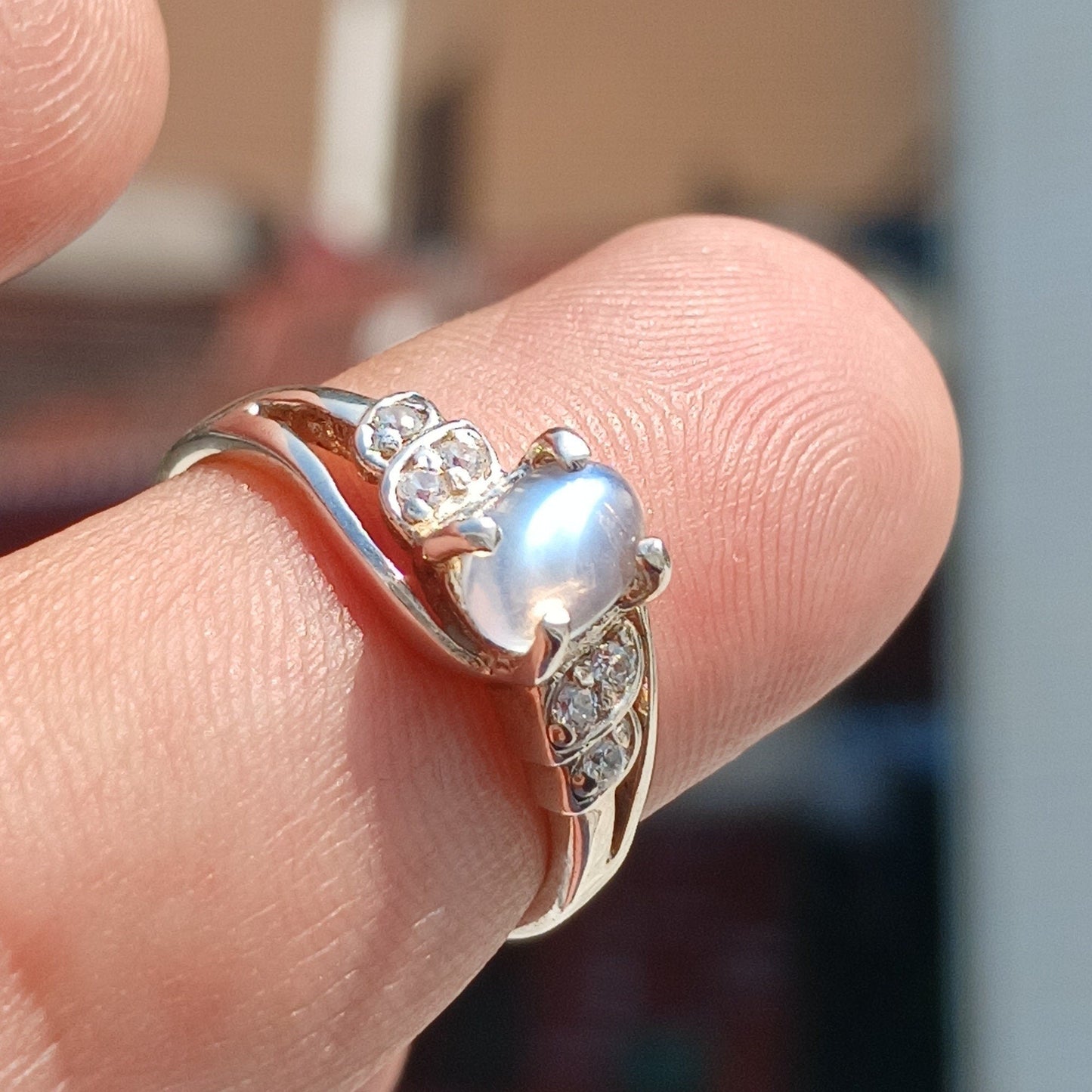 Moonstone Ring, Moonstone Silver Ring, Gemstone Sterling Silver