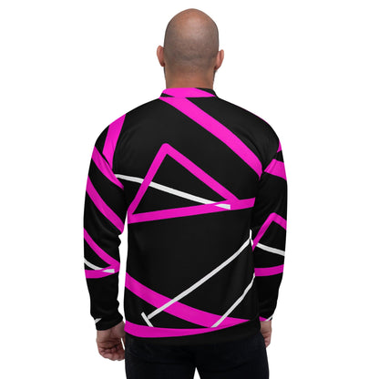 Mens Bomber Jacket - Black and Pink Pattern 3