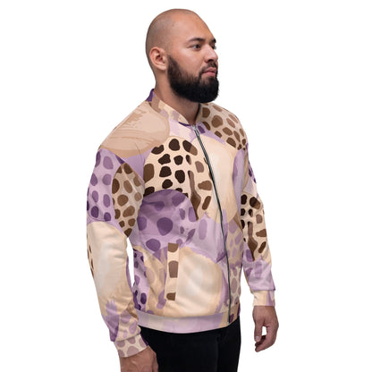 Mens Bomber Jacket - Purple Lavender Spotted Print