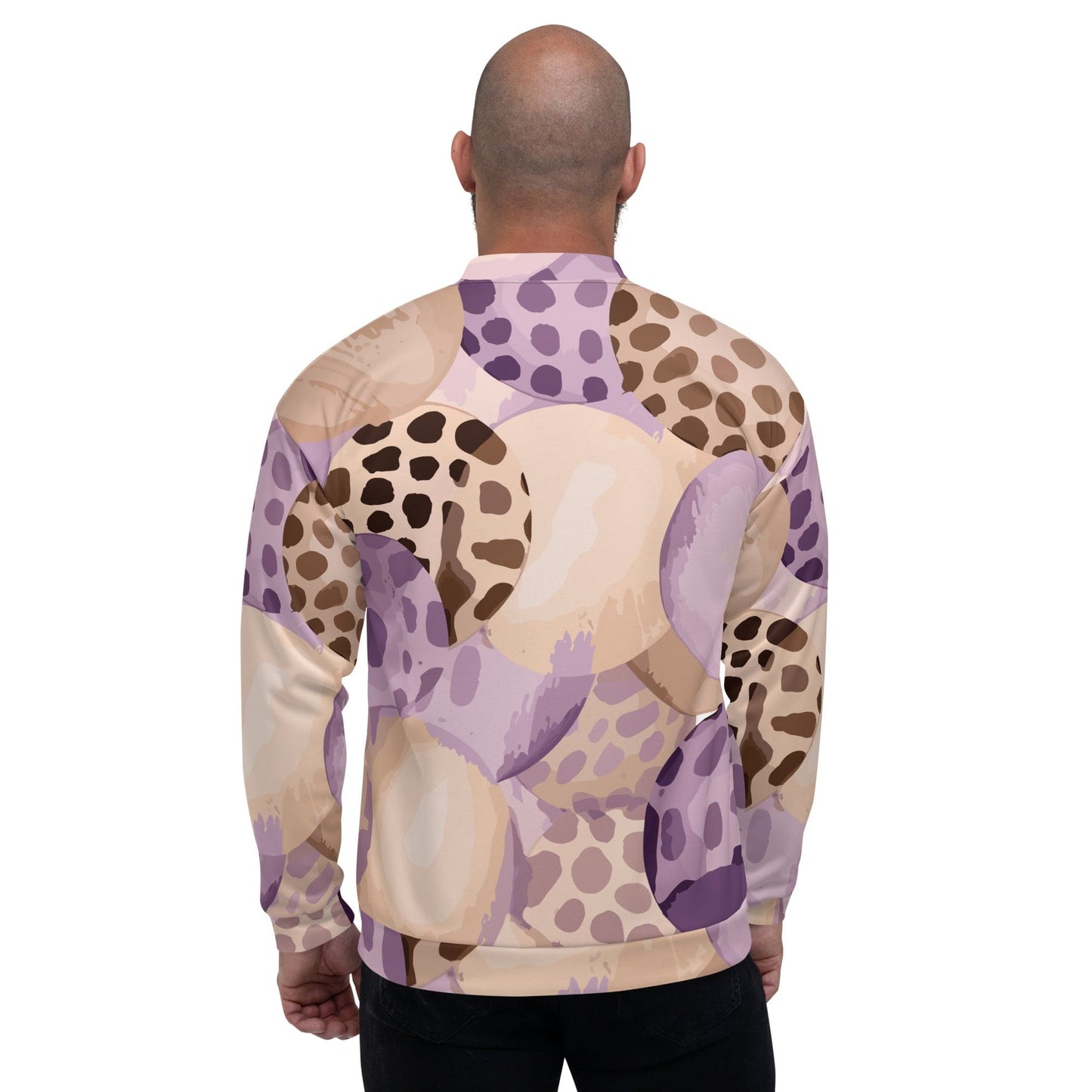 Mens Bomber Jacket - Purple Lavender Spotted Print