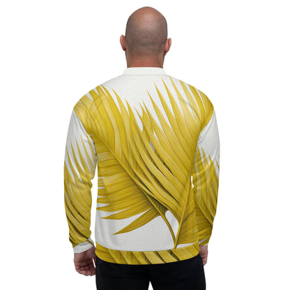 Mens Bomber Jacket - Yellow Palm Leaves 2