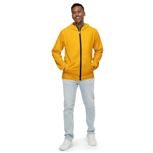 Mens Hooded Windbreaker Jacket - Golden Yellow