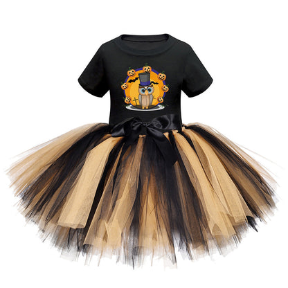 Arrival Girls’ Halloween Costume: Short Sleeves Cartoon Print Witches