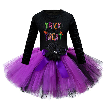 Arrival Girls’ Halloween Costume: Long Sleeves Cartoon Print Witches