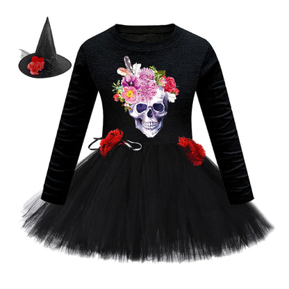 Arrival Girls’ Halloween Costume: Long Sleeves Cartoon Print Witches