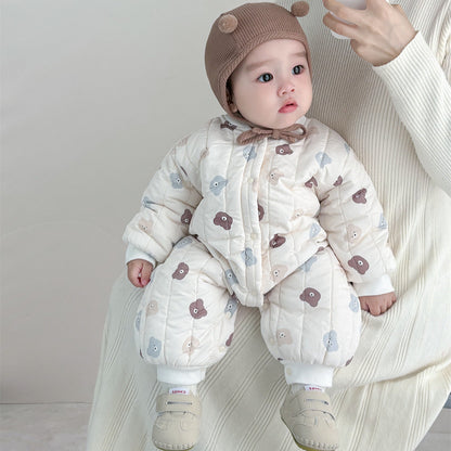 Autumn and Winter Arrival Unisex Baby’s Teddy Printed Fleece-lined and