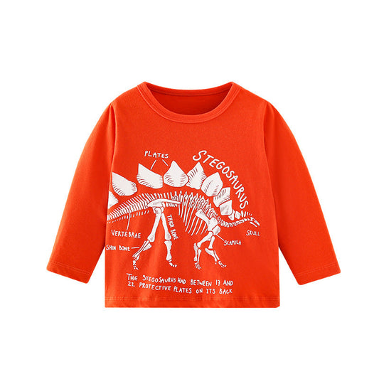 Baby Boy Cartoon Dinosaur Pattern Long Sleeve Cool Shirt