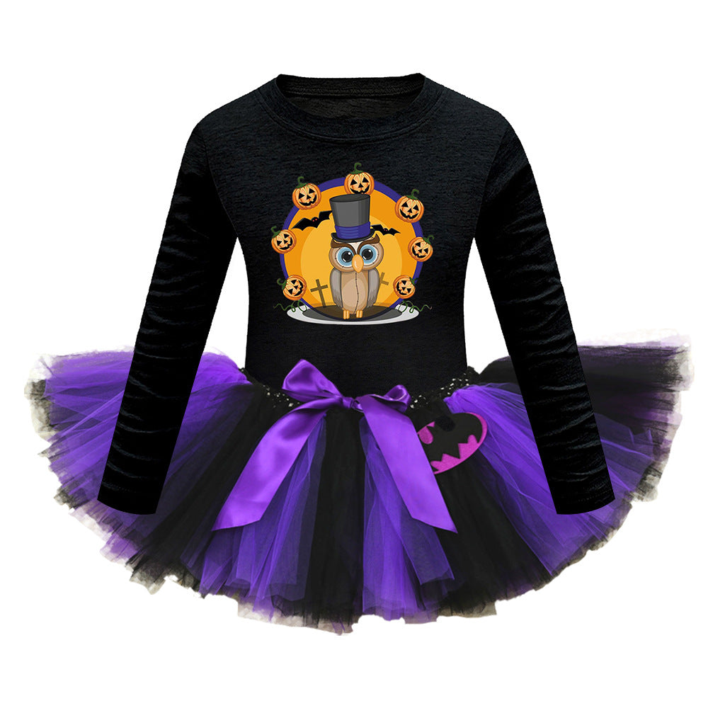 Arrival Girls’ Halloween Costume: Long Sleeves Cartoon Print Witches