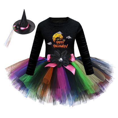 Arrival Girls’ Halloween Costume: Long Sleeves Cartoon Print Witches