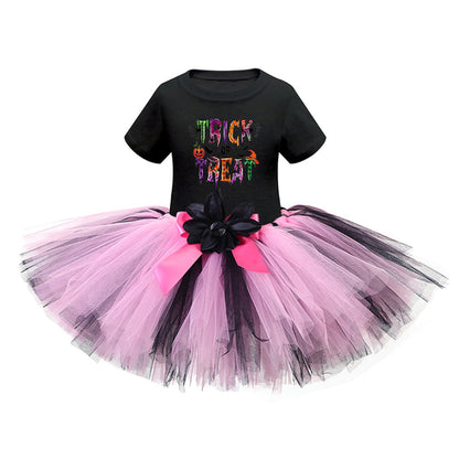 Arrival Girls’ Halloween Costume: Short Sleeves Cartoon Print Witches