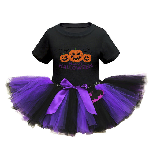 Arrival Girls’ Halloween Costume: Short Sleeves Cartoon Print Witches