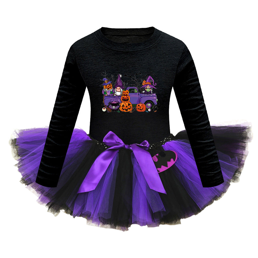 Arrival Girls’ Halloween Costume: Long Sleeves Cartoon Print Witches